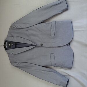 H&M Men's Blazer - Blue textured fabric with elbow patches - size 42R